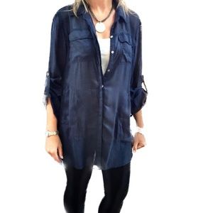 Holding Horses x Anthropologie Oversized Button Up Tunic Blouse Size Small